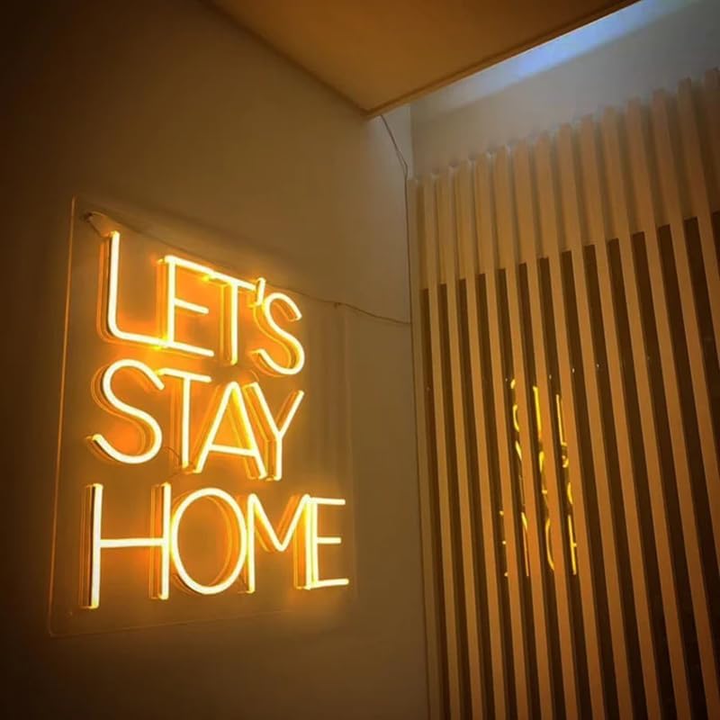 Let's Stay Home Neon Sign Led Neon Light Sign for Home Wall Bedroom Bar Hotel Pub Dorm Decor Man Cave Game Room Living Room Artisitc Decoration USB Powered Words LED Lights - Image 4