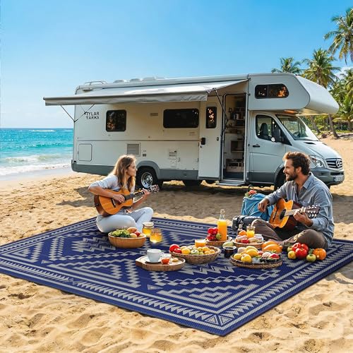 Image of GENIMO Outdoor Rug, Waterproof Plastic Rugs for Patio, 6'x9' Dusty Blue
