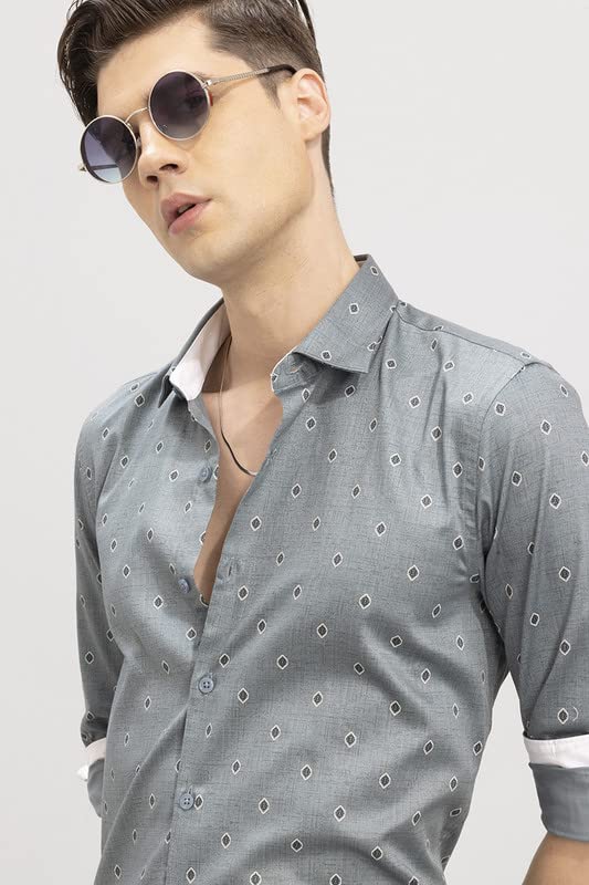 Image of SNITCH French Crown Green Shirt Slim Fit Shirt