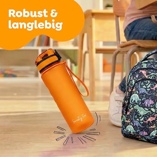Sweety Fox Trinkflasche Kinder Kohlensäure Geeignet 500ml, Orange - Trinkflasche Sport 100% Auslaufsicher & Wasserflasche Spülmaschinenfest 5