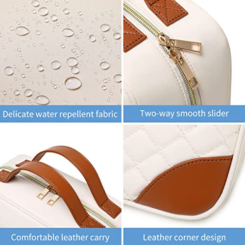 Shenhu Toiletry Bag With Hanging Hook Water-Resistant Makeup Cosmetic Bag Travel Organizer Case For Women Beige #TOP4