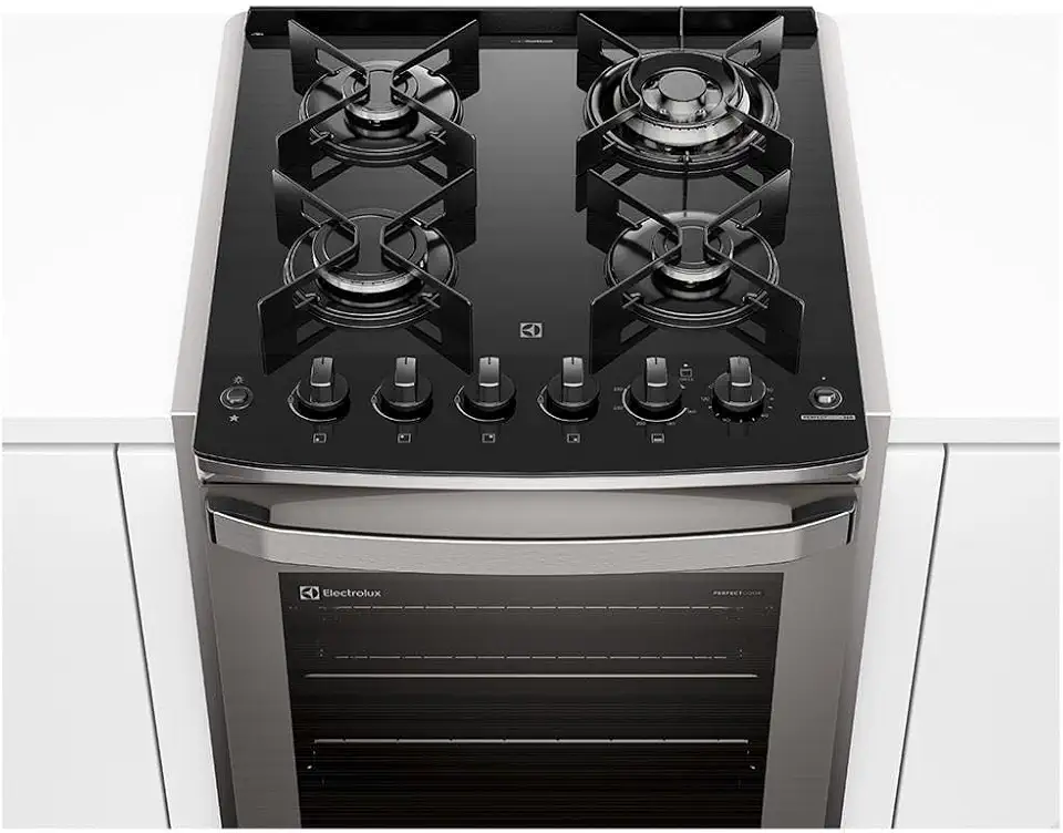 Fogão de Embutir 4 bocas Electrolux Cinza Experience com Mesa de Vidro, PerfectCook360 e VaporBake (FE4EC) 127V