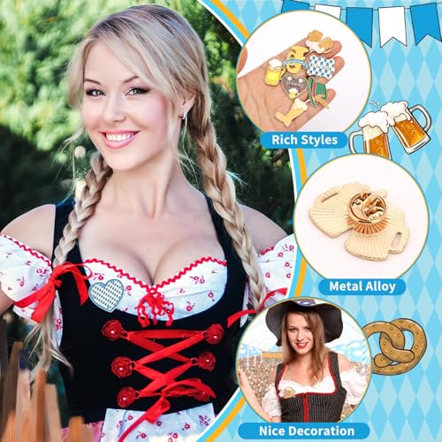 SANNIX 60Pcs Oktoberfest Pins, Bavarian Label Pins for Backpacks, Beer Festival Brooch Oktoberfest Party Favors Badges for Clothes Bags Hats Accessories, 30 Styles4