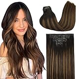 Googoo Tape in Hair Extensions Dark Brown Highlighted Light Brown Ombre Remy Human Hair Extensions Tape in Skin Weft Natural Hair Extensions 50g 20pcs 18inch