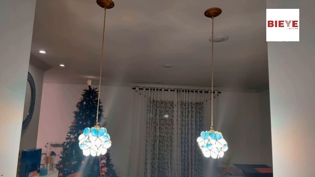 Image of Bieye CC04 Vintage Brass Ceiling Pendant Light, Antique Electroplated Hanging Light Fixture with 4FT Cord, for Dining Room, Kitchen Island, Living Room