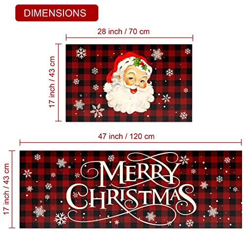 Holvdeng Christmas Santa Claus Kitchen Mat Set Of 2 Non Slip Thick Kitchen Rugs And Mats For Floor Comfort Standing Mats For Kitchen, Sink, Office, Laundry, 17"X47"+17"X28" #TOP2