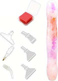 Multicolor Gradient Resin Diamond Art Pen Set with Replaceable Heads and Wax for DIY Diamond Painting Projects(Color G)