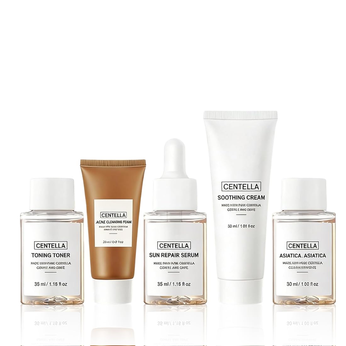 5 Pezzi Skincare,Centella Cleansing Oil + Siero Asiatica + Detergente Viso,Deep Cleansing Foam,Portatile Per Pelli Sensibili