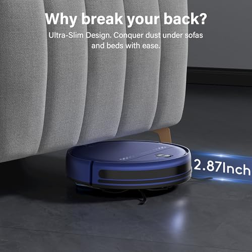 Image of Robot Vacuum and Mop for Pet Hair, 2-in-1 Robot Vacuum Cleaner for Hard Floors&Carpets with 2.87'' Slim Design, Wi-Fi /App /Voice Control, 3D Obstacle Avoidance & Self-Charging
