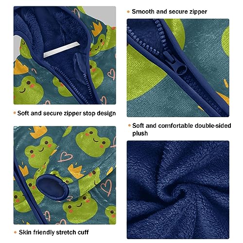 Cartoon Cute Frog Boys Fleece Hoody Jacket Zip Up Coat Warm Fall Winter Plush Jacket Long Sleeve Outerwear3