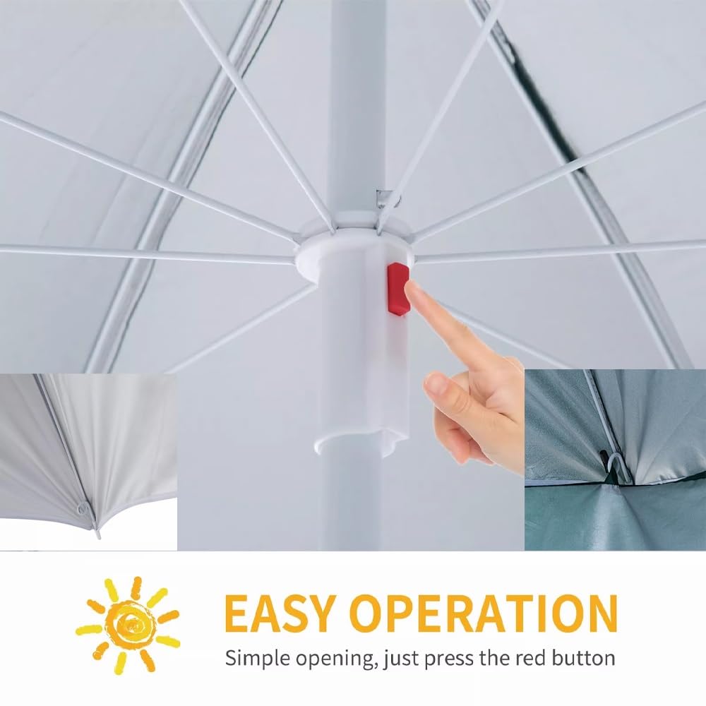 Parasol de Plage Anti-Vent Marin 220 cm, Parasol de Exterieur avec paroi latérale Amovible, Abri Parapluie pour Le Soleil(Green)