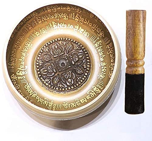 Set di Campane tibetane in Metallo, realizzate a Mano in Nepal con mazzuolo e Cuscino, Regalo utile per Yoga, Meditazione, Preghiera, Zen, guarigione dei Chakra, rilassamento e consapevolezza.