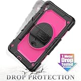 SEYMAC stock Case for Samsung Galaxy Tab S10 Lite/ S10 FE/ S9 FE 10.9 inch/ S9 11 inch, Full-body Shockproof with Screen Protector, 360° Rotating Stand/Hand Strap, Pen Holder & Shoulder Strap, Rose - Image 5