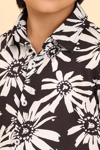 Image of Boys Printed Casual Shirt Short Sleeve Button Down Beach Shirt for Kids