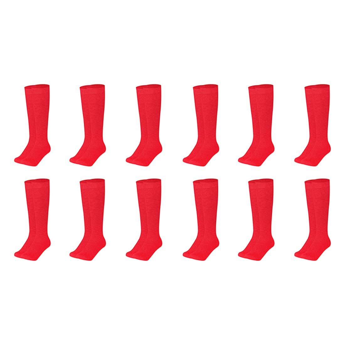 MUKHAKSH (Pack of 12 Pairs = 24 Socks Boys Cotton Lycra Red Knee Length Knee High Socks