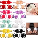 CellElection 8 Colors Baby Headbands Barefoot Sandals Set Rhinesotnes Flower Hairbands Foot Bands Photo Prop Hair Accessories for Newborns Infants Toddlers…