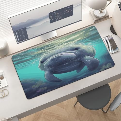Cute Sea Animal Manatee Pad mouse grande antideslizante miniatura 6
