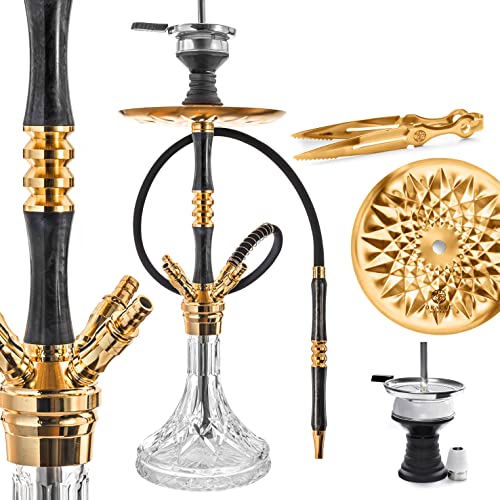ORACLE HOOKAH® Epoxidharz Shisha Set Komplett 60cm - Alu Shisha 4 Anschlüsse mit Zubehör wie Schlauch Tonkopf Mundstück…