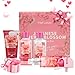 Bath and Body Care Gift Set for Women and Girls, Personal Self-Body Care Travel Set, Japanese Cherry Blossom Spa Home Set with Natural Extracts, 4 Pack - Shower Gel, Body Lotion, Body Mist, Hand Cream
