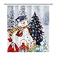 SDOTPMT 122x183cm Frohe Weihnachten Duschvorhang Winter Niedlich Schneemann Weihnachten Baum Ball Badevorhang Schneeflocke Glücklich Neujahr Badewannenvorhang für Badezimmer Polyester mit Haken