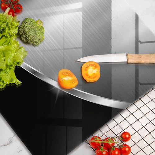 Planche à découper 60x52cm Wallfluent protège plaque de cuisson design abstraction métal