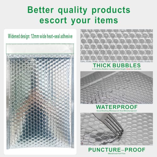 Image of Thermal Bubble Mailer 13.75 x 10.5 Inch, Pack of 10 Cool Bubble Mailers,Insulated Mailers for Cold Shipping, Waterproof Foil Mailing Envelopes,Insulated Shipping Bags for Food,Perishables