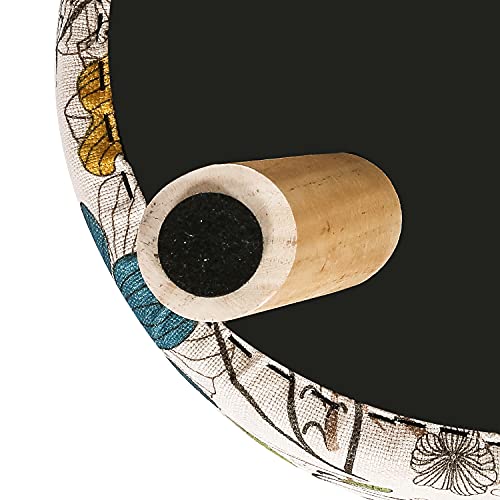 Asense Round Ottoman Foot Rest Stool Linen Fabric Padded Small Seat Ottoman With Non-Skid Wooden Legs (Flowers) #TOP5