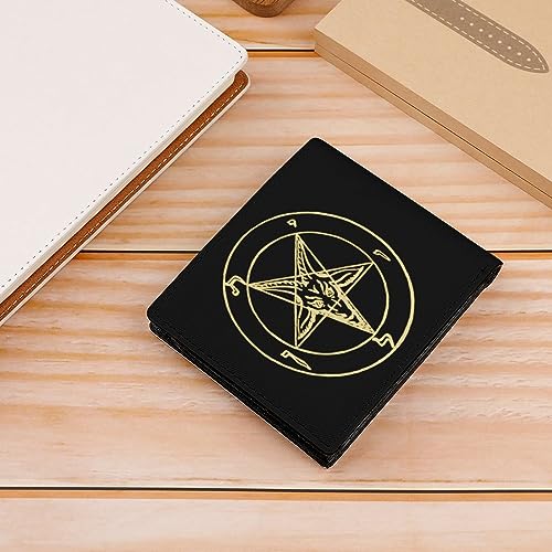 Gold Baphomet Inverted Pentacle Pewter Satanic Goat Wallet for Women & Men Bifold Leather Graphic Card Coin Purse One Size4