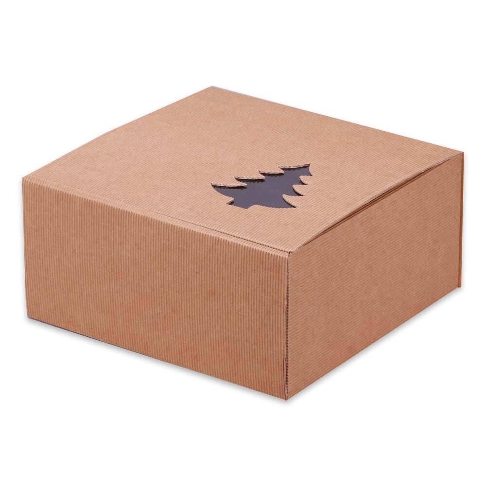 Feinkostkarton, Geschenkkarton Window Tree, naturfarben, 25 x 24 x 12 cm, 35 Stück