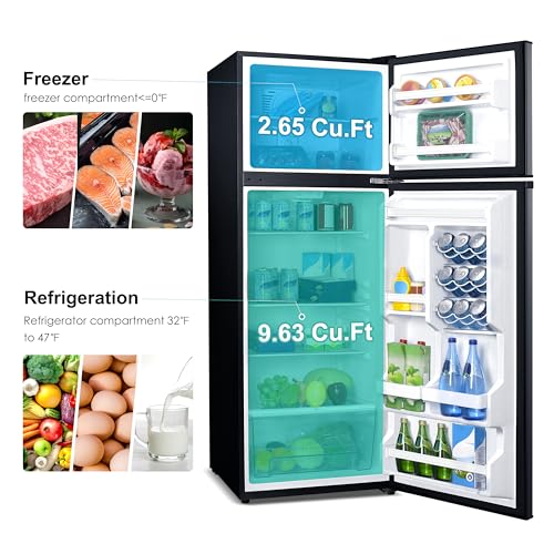 Image of Galanz GLR10TBEEFR Retro Refrigerator with Top Freezer Frost Free, Dual Door Fridge, Adjustable Electrical Thermostat Control, 10 cu ft, Blue