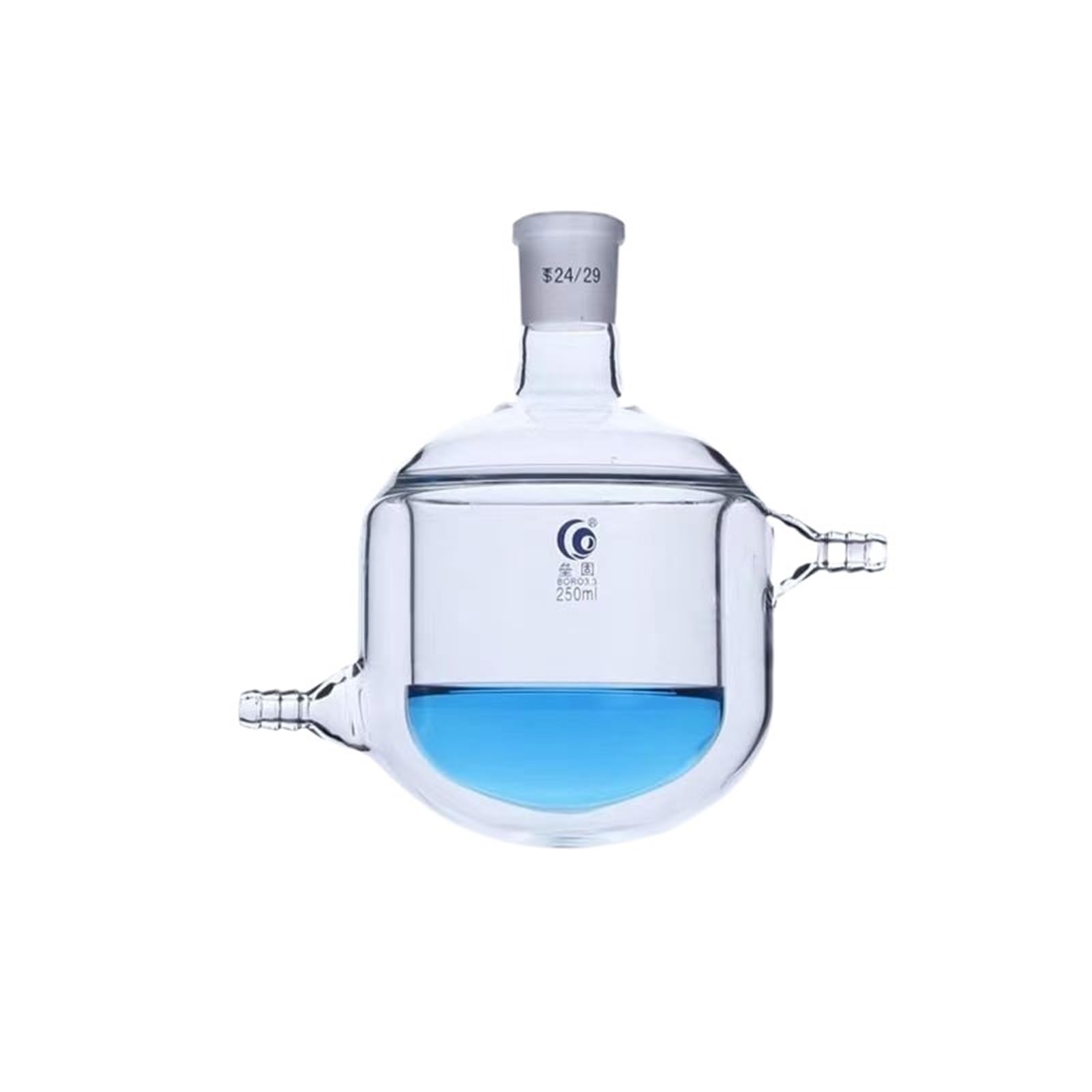 matraz de fondo redondo， Botella de reacción con camisa de una sola boca, doble capa, fondo plano, borosilicato alto, 25-1000 ml, calibre 24(50mL caliber 24)