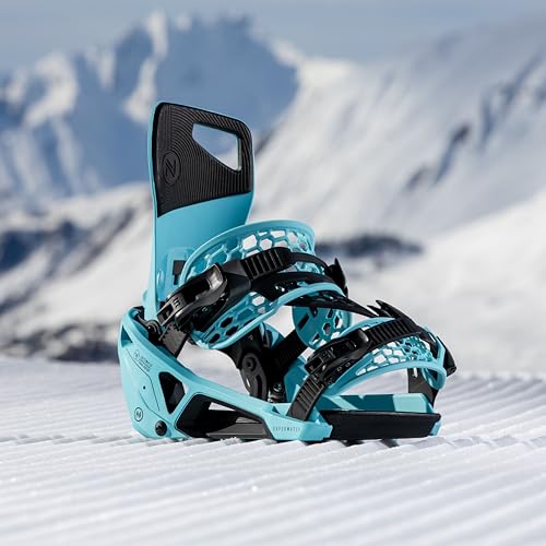 Nidecker OG Supermatic Snowboard Bindungen – Auto Open System mit verstellbarem Highback - Escape Cyan - XL