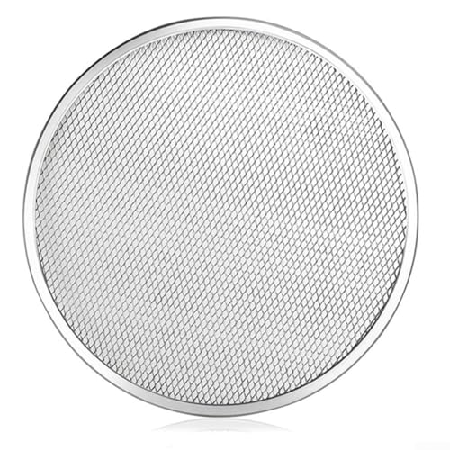 Griglia per pizza in acciaio inox, teglie da forno per pizza a rete, rotonda, per barbecue, senza cuciture, per la casa (33 cm)