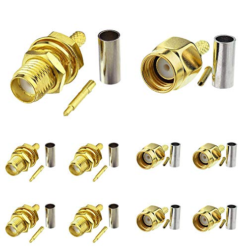 RF SIGNAL RPSMA Crimp Connectors Kit RPSMA Male + RPSMA Female Crimp Solder Attachment