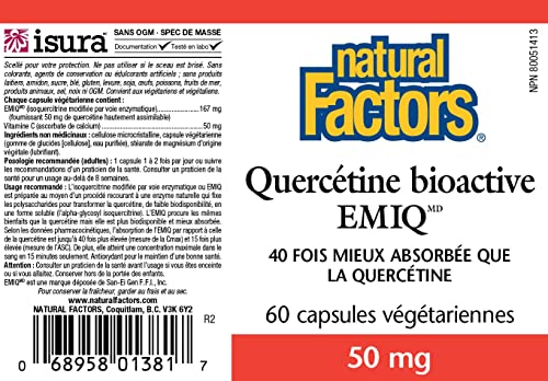 Natural Factors, Bioactive Quercetin Emiq, Supports Sinus, Respiratory And Immune Health, Capsule 60 Count (Pack Of 1) #TOP3