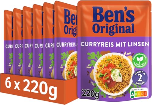 Ben's Original Express-Reis Curryreis mit Linsen, 6 Packungen (6 x 220g)