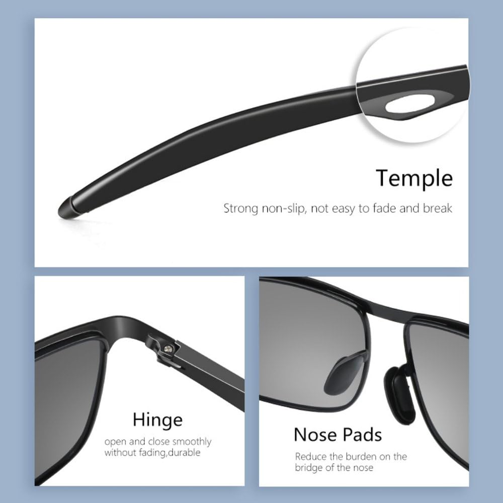 Gafas de sol metálicas polarizadas para hombre con protección UV400 para conducir, pescar, hacer senderismo, jugar al golf y uso diario, 1.004