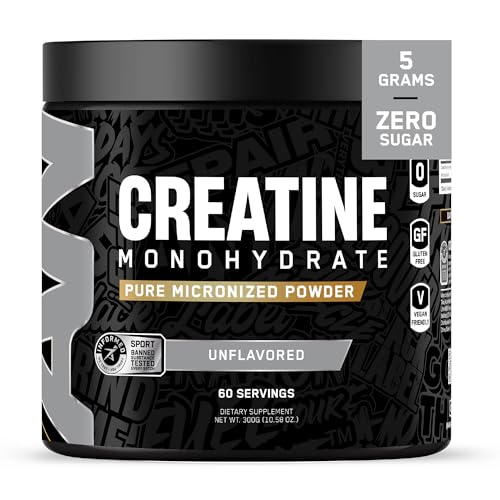 All Black Everything Creatine Monohydrate | Support Muscles, Cognitive Function | Micronized Amino Acid Powder | Cellular Energy | Workout Supplement for Men & Women | Unflavored | 60 Servings