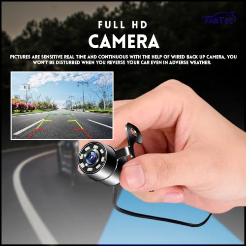 Image of FABTEC 5 Inch TFT LCD Car Rear View Monitor Screen with 8 LED Night Vision Hook Type Parking Camera Combo | Universal Reverse Parking Camera System for Car, SUV & Hatchback | HD Backup Camera Kit
