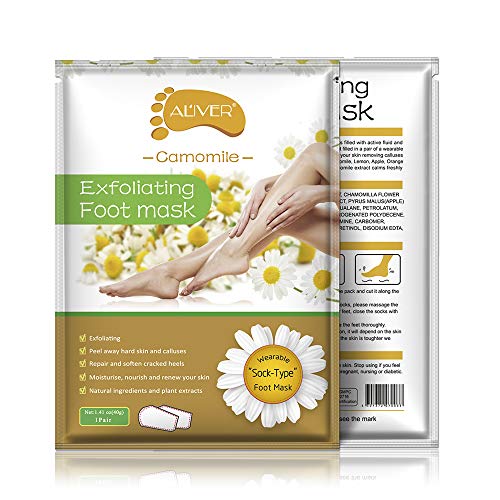 5 Pair Camomile Foot Masks that Remove Dead Skin, Foot Peeling Mask Removes Calluses in 7 day, Like Baby Soft Feet Exfoliant