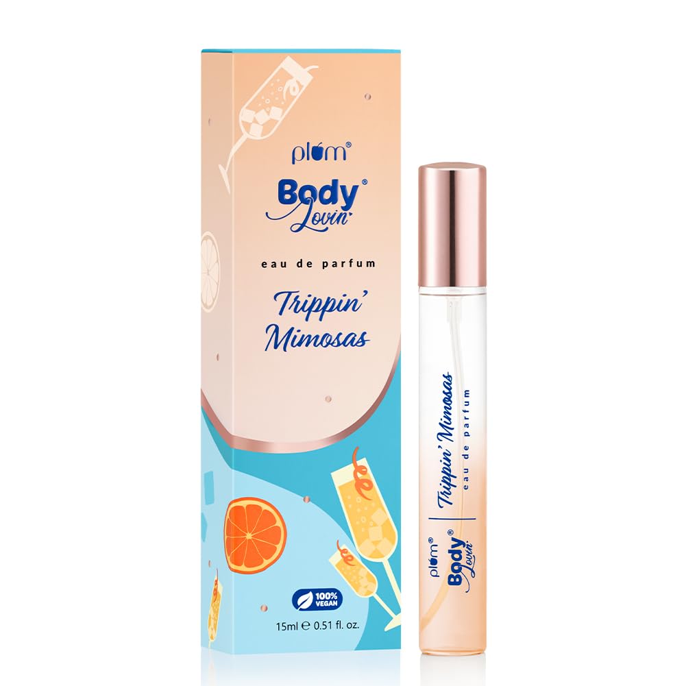 Plum BodyLovin' Trippin' Mimosas Eau De Parfum| Long Lasting & Premium Citrusy Fragrance | Luxury Perfume For Women & Men | Grapefruit, Berries & Vanilla Notes | Travel-Friendly | High On Fun (15 ml)