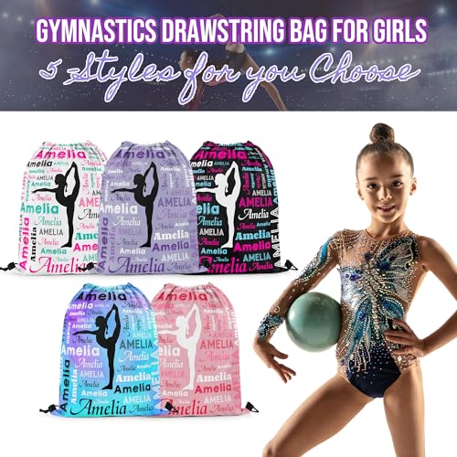 Custom Gymnastics Drawstring Bag Personalized Gymnastics Bags with Name Gym Drawstring Bag for Gymnast Gifts (Style8)2