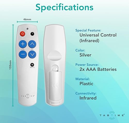Miniatura 7 de Control remoto de TV con botón grande, fácil de usar y configurar, universal, control remoto de televisión básico, regalos amigables con la demencia