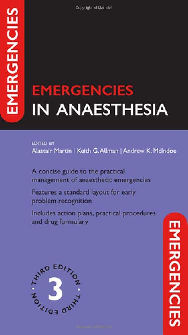 Emergencies in Anaesthesia by Alastair Martin PAPERBACK 9780198758143