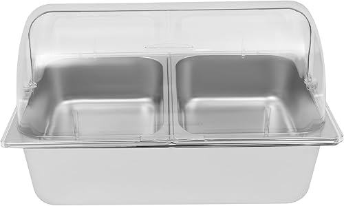 Miniatura 5 de Recipiente de acero inoxidable para servir alimentos para encimera, contenedor de servir alimentos con tapa, servidor de condimentos con cucharas,