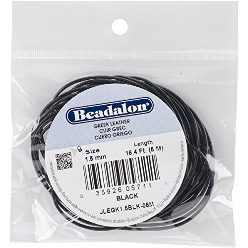 Beadalon Greek Leather Cord 1.5 mm Black 16.4 ft.