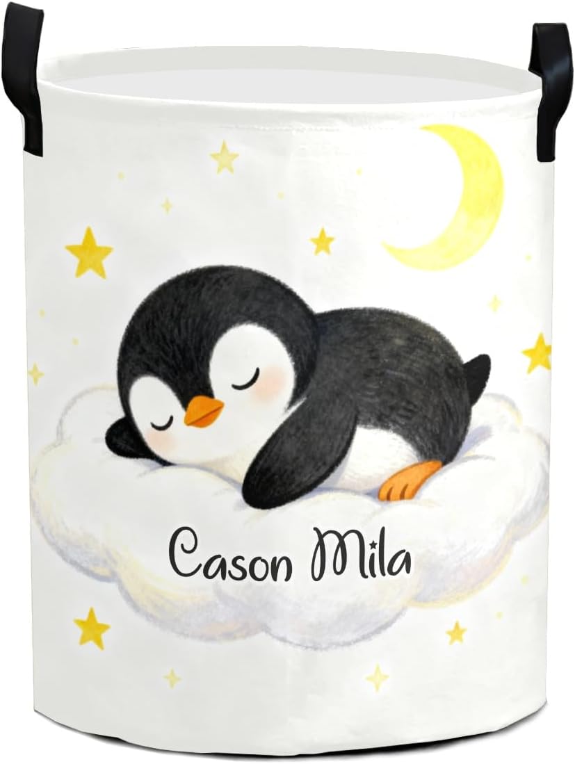 Pilot Bear Airplane Personalized Laundry Basket Custom Name Collapsible Waterproof Laundry Hamper Clothes with Handle for Bedroom Bathroom Nursery Decor
