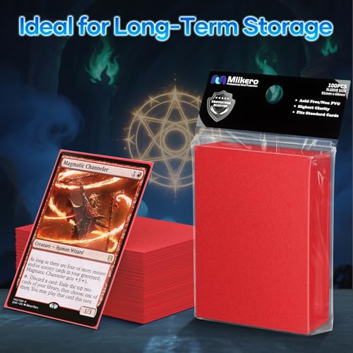 500 Counts Red Card Sleeves, Matte Sleeve Deck Card Protectors, Trading Card Sleeves Fit for MTG, TCG and Sports Cards (Matte Red) - Thumbnail 6