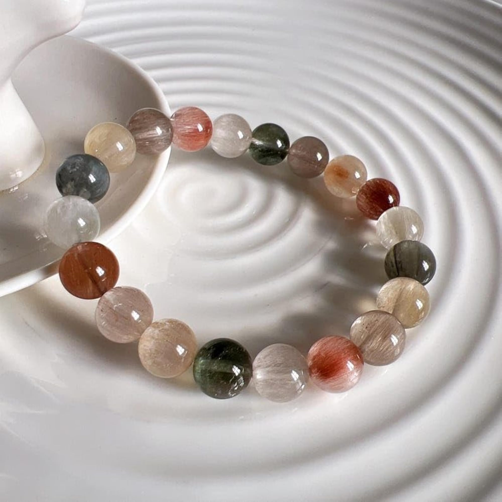Unisex Natural Rutilated Quartz 8mm Stretchable Healing Bracelet