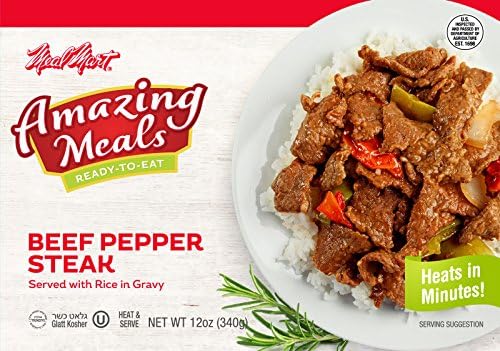 'Amazing Meals' Glatt Kosher Beef Pepper Steak Served with Rice in Gravy